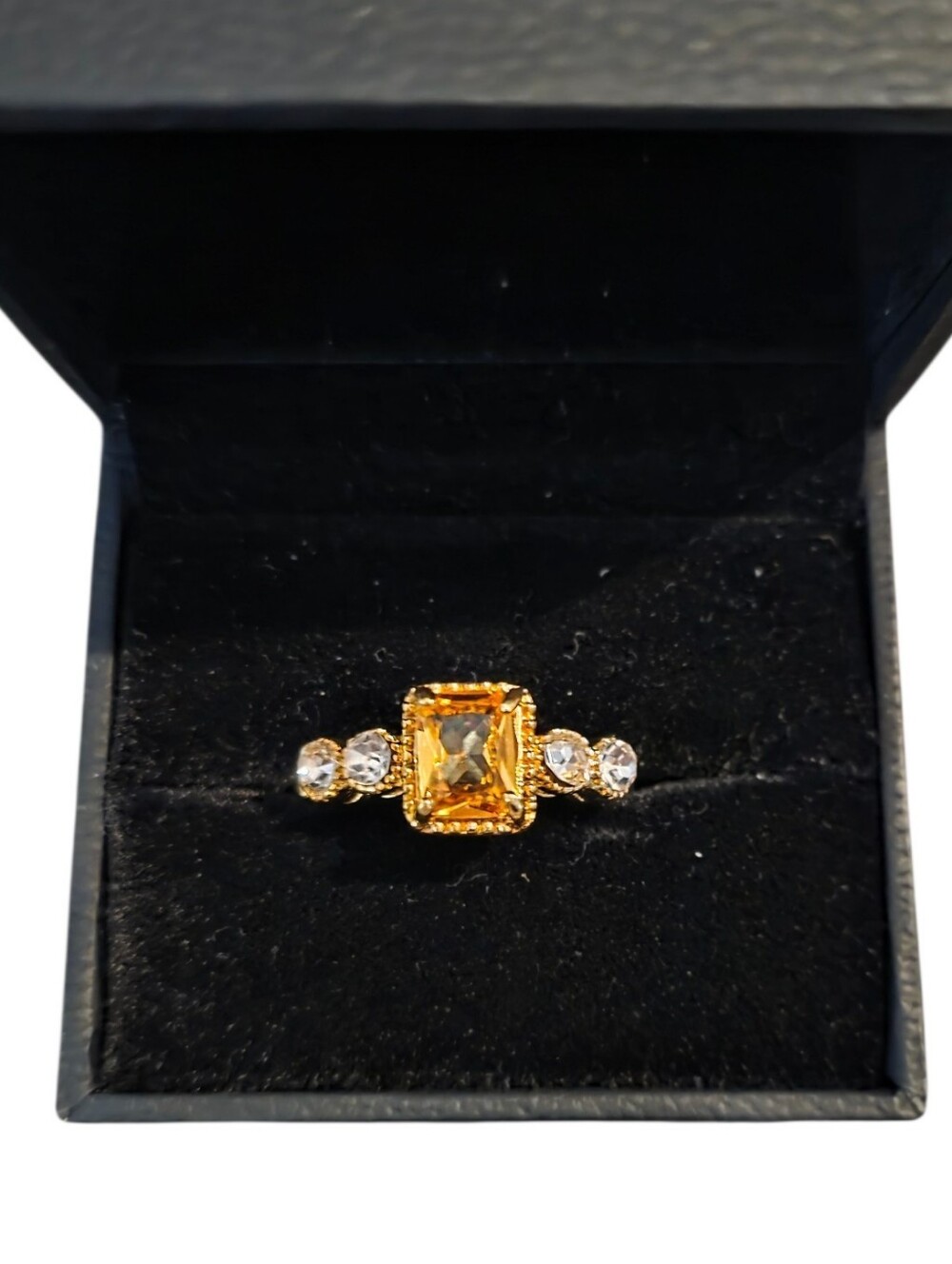 Gold Halo Ring with Accent Stones - Women Jewelry